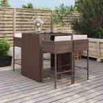 Set mobilier bar de grădină cu perne, 5 piese, maro, poliratan GartenMobel Dekor