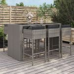 Set mobilier bar de grădină cu perne, 7 piese, gri, poliratan GartenMobel Dekor