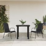 Set mobilier de grădină, 3 piese, negru, textilenă și oțel GartenMobel Dekor