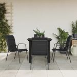 Set mobilier de grădină, 5 piese, negru, oțel și textilenă GartenMobel Dekor