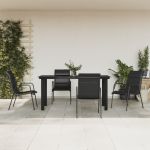 Set mobilier de grădină, 5 piese, negru, oțel și textilenă GartenMobel Dekor