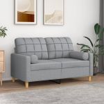 Canapea cu 2 locuri cu pernuțe, gri deschis, 120 cm, textil GartenMobel Dekor