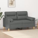 Canapea cu 2 locuri cu pernuțe, gri închis, 120 cm, textil GartenMobel Dekor