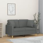 Canapea cu 2 locuri cu pernuțe, gri închis, 120 cm, textil GartenMobel Dekor