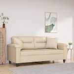 Canapea cu 2 locuri, cu perne, crem, 140 cm, microfibră GartenMobel Dekor