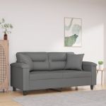 Canapea cu 2 locuri, cu perne, gri, 140 cm, microfibră GartenMobel Dekor