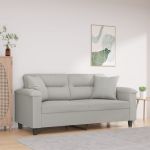 Canapea cu 2 locuri, cu perne, gri deschis, 140 cm, microfibră GartenMobel Dekor
