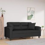 Canapea cu 2 locuri, cu perne, negru, 140 cm, microfibră GartenMobel Dekor