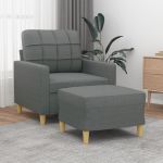 Fotoliu canapea cu taburet, gri închis, 60 cm, textil GartenMobel Dekor