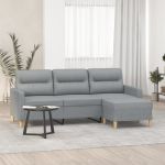 Canapea cu 3 locuri și taburet, gri deschis, 180 cm, textil GartenMobel Dekor