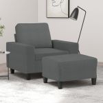 Fotoliu canapea cu taburet, gri închis, 60 cm, textil GartenMobel Dekor