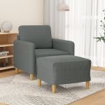 Fotoliu canapea cu taburet, gri închis, 60 cm, textil GartenMobel Dekor