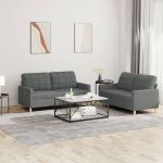 Set de canapele cu perne, 2 piese, gri închis, textil GartenMobel Dekor