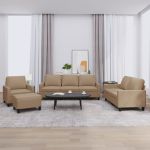 Set de canapele cu perne, 4 piese, cappuccino, piele ecologică GartenMobel Dekor