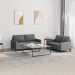 Set de canapele cu perne, 2 piese, gri închis, textil GartenMobel Dekor