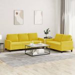 Set de canapele cu perne, 2 piese, galben, catifea GartenMobel Dekor