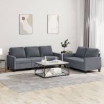Set de canapele cu perne, 2 piese, gri închis, catifea GartenMobel Dekor