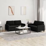 Set de canapele cu perne, 2 piese, negru, catifea GartenMobel Dekor