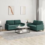 Set de canapele cu perne, 2 piese, verde închis, catifea GartenMobel Dekor