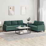 Set de canapele cu perne, 2 piese, verde închis, catifea GartenMobel Dekor