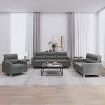 Set de canapele cu perne, 3 piese, gri închis, textil GartenMobel Dekor