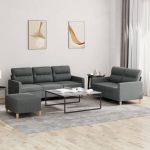 Set de canapele cu perne, 3 piese, gri închis, textil GartenMobel Dekor