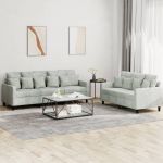 Set de canapele cu perne, 2 piese, gri deschis, catifea GartenMobel Dekor