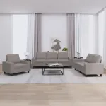 Set de canapele, 3 piese, gri taupe, textil GartenMobel Dekor