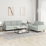 Set canapea, 2 piese, gri deschis, catifea GartenMobel Dekor