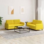 Set canapea 2 piese, galben, catifea GartenMobel Dekor