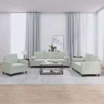 Set de canapele, 3 piese, cu perne, gri deschis, catifea GartenMobel Dekor