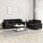 Set canapea cu perne, 2 piese, roz, catifea GartenMobel Dekor