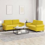 Set de canapele cu perne, 2 piese, galben, catifea GartenMobel Dekor