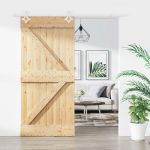 Ușă glisantă cu set de feronerie 95x210 cm, lemn masiv de pin GartenMobel Dekor