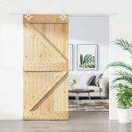 Ușă glisantă cu set feronerie, 100x210 cm, lemn masiv de pin GartenMobel Dekor