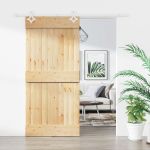 Ușă glisantă cu set feronerie, 90x210 cm, lemn masiv de pin GartenMobel Dekor
