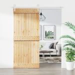 Ușă glisantă cu set feronerie, 90x210 cm, lemn masiv de pin GartenMobel Dekor