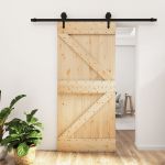 Ușă glisantă cu set de feronerie 95x210 cm, lemn masiv de pin GartenMobel Dekor