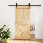Ușă glisantă cu set de feronerie 95x210 cm, lemn masiv de pin GartenMobel Dekor