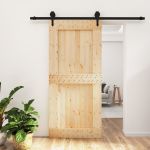 Ușă glisantă cu set de feronerie 95x210 cm, lemn masiv de pin GartenMobel Dekor
