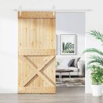 Ușă glisantă cu set de feronerie 95x210 cm, lemn masiv de pin GartenMobel Dekor