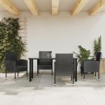 Set mobilier de grădină, 5 piese, negru, poliratan și oțel GartenMobel Dekor