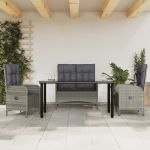 Set mobilier de grădină cu perne, 4 piese, gri, poliratan GartenMobel Dekor