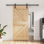 Ușă glisantă cu set de feronerie 95x210 cm, lemn masiv de pin GartenMobel Dekor