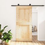Ușă glisantă cu set de feronerie 95x210 cm, lemn masiv de pin GartenMobel Dekor