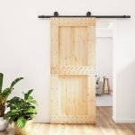Ușă glisantă cu set feronerie, 90x210 cm, lemn masiv de pin GartenMobel Dekor
