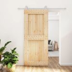 Ușă glisantă cu set feronerie, 90x210 cm, lemn masiv de pin GartenMobel Dekor