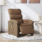 Fotoliu electric de masaj rabatabil, maro, textil GartenMobel Dekor