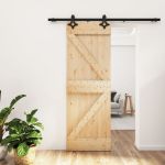 Ușă glisantă cu set de feronerie 70x210 cm, lemn masiv de pin GartenMobel Dekor