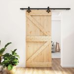 Ușă glisantă cu set de feronerie 95x210 cm, lemn masiv de pin GartenMobel Dekor